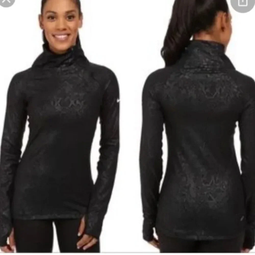 Nike Pro Dri Fit Asymmetric 1/4 Zip Black Snakeskin Print Long Sleeve Top Size M
